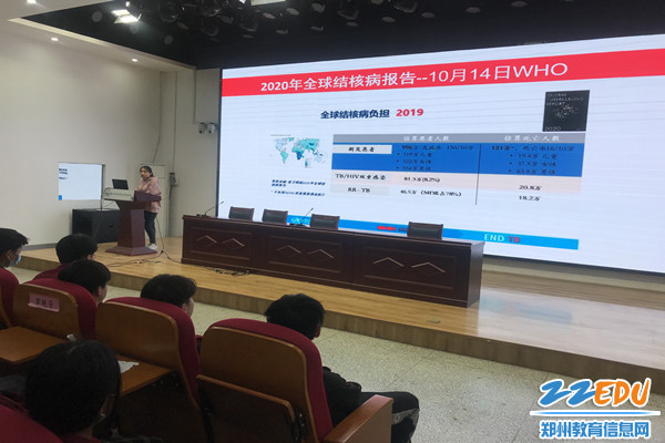 鄭州市第六人民醫(yī)院學生結(jié)核病科的雷纖纖給學生講肺結(jié)核防治知識_副本